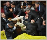 Deputies of Ukraine's parliament fight d