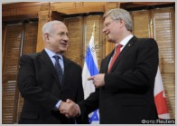 Canada's PM Stephen Harper meets with Israel's PM Benjamin Netanyahu in his office on Parliament Hill in Ottawa
